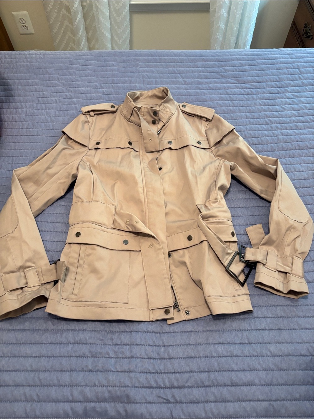 Willi Smith Beige Utility Trench Jacket